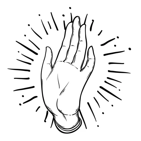 ヴィンテージ手 神秘的な神秘的な手描きのシンボルで描かれたスケッチ図を手します 手相占いのコンセプトです ベクトルの図 占星術 難解な概念 — ストックベクタ