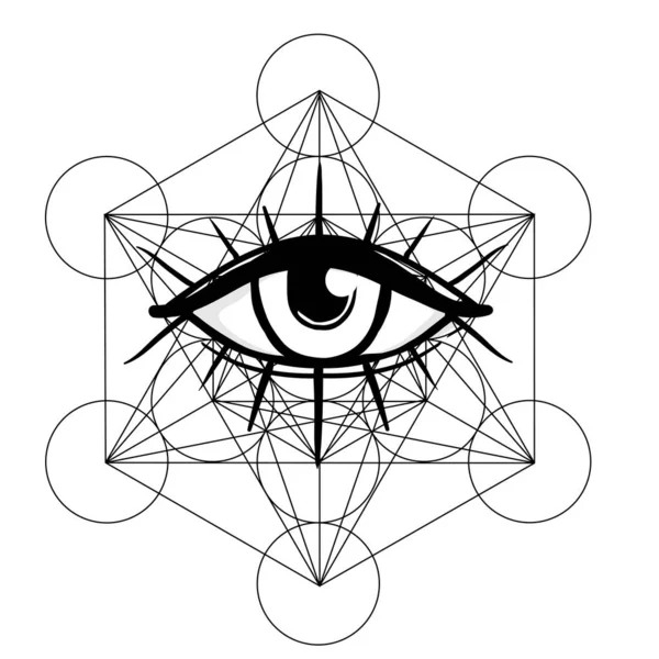 Глаз Провидения Масонский Символ Видят Глаз Внутри Тройного Лунного Язычника — стоковый вектор