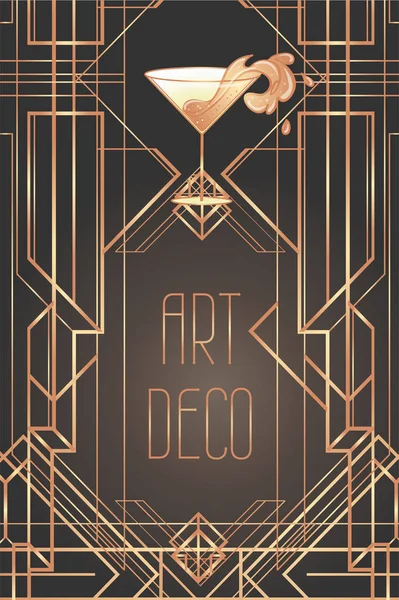 Арт-деко-коктейль зі сплеском в стилі 1920 року. вінтажний інв — стоковий вектор