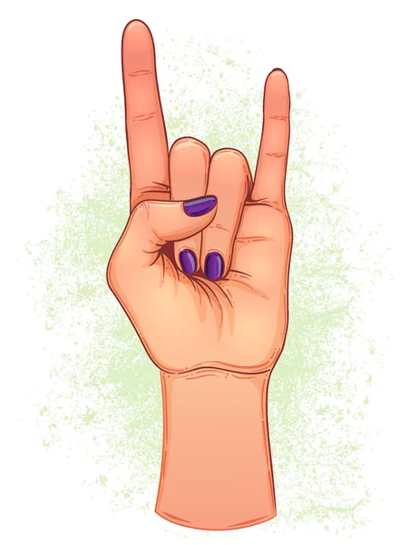 Rock and Roll-Zeichen. Handgezeichnete Illustration menschlicher Hand — Stockvektor