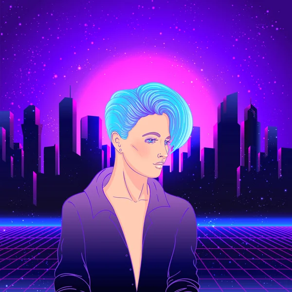 Kısa traşlı, çift cinsiyetli genç bir kadının portresi.