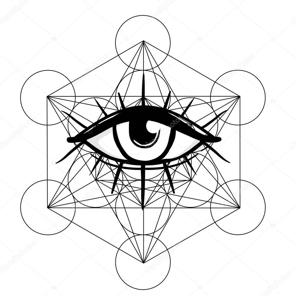 Eye Of Providence Masonic Symbol All Seeing Eye Inside Triple Moon Pagan Wicca Moon Goddess Symbol Vector Illustration Tattoo Astrology Alchemy Boho And Magic Symbol Coloring Book Premium Vector In Adobe