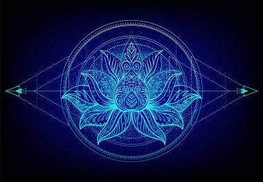 Vektör süs Lotus çiçeği, etnik sanat, Hint pai desenli