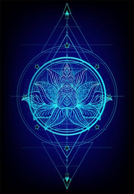 Vektör süs Lotus çiçeği, etnik sanat, Hint pai desenli