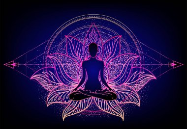 Chakra concept. Inner love, light and peace. Buddha silhouette i clipart