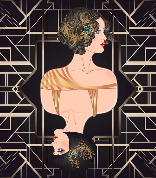 Art Deco vintage uitnodiging sjabloonontwerp met illustratie van — Stockvector