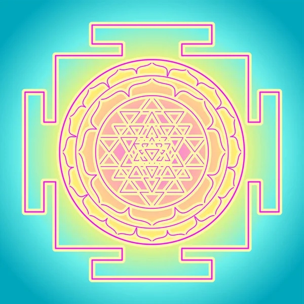 O Sri Yantra ou Sri Chakra, forma de diagrama místico, Shri Vid — Vetor de Stock