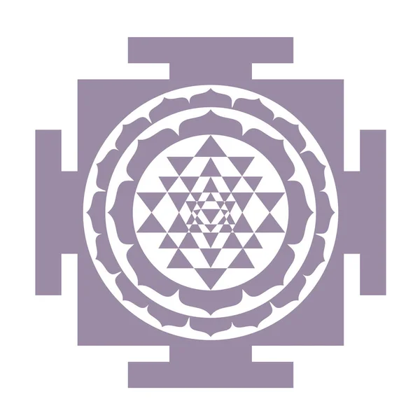 신비 스러운 다이어그램의 형태인 스리랑카 얀트라 (Sri Yantra) 또는 스리랑카 차크라 (Sri Chakra), SHRI 열 성 — 스톡 벡터