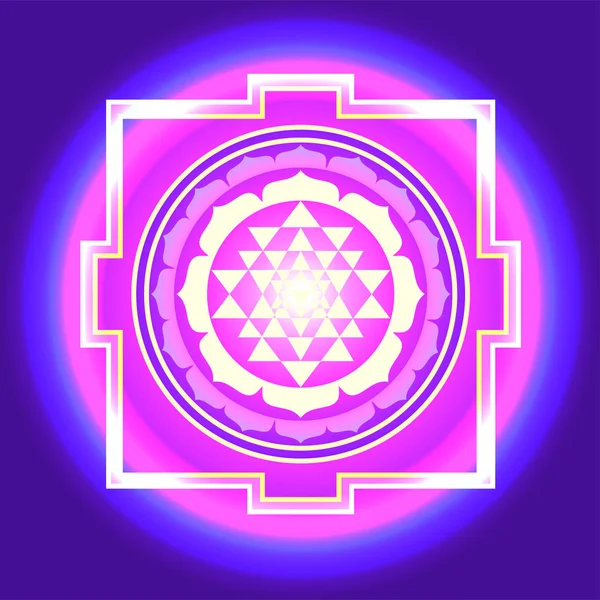 O Sri Yantra ou Sri Chakra, forma de diagrama místico, Shri Vid — Vetor de Stock