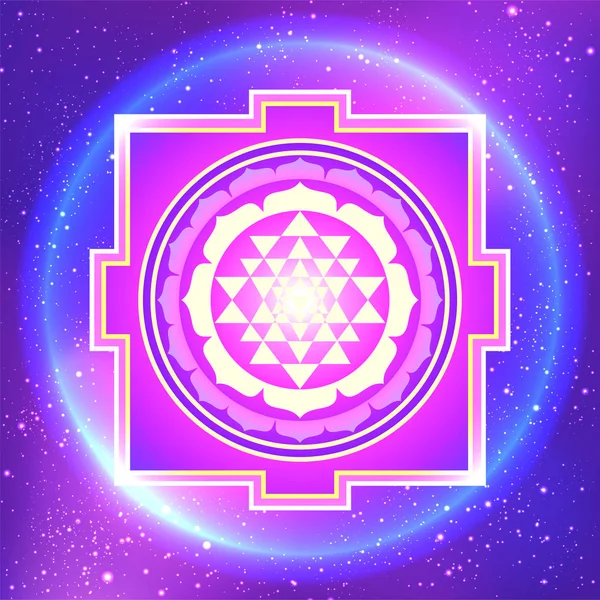 신비 스러운 다이어그램의 형태인 스리랑카 얀트라 (Sri Yantra) 또는 스리랑카 차크라 (Sri Chakra), SHRI 열 성 — 스톡 벡터