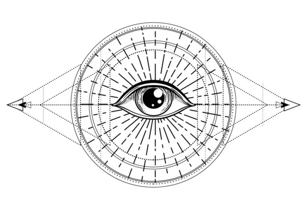Глаз Провидения. Масонский символ. Все зрячие глаза внутри тройного — стоковый вектор