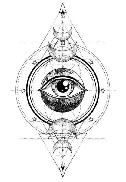Eye of Providence. Masonic symbol. All seeing eye inside triple — Stock Vector
