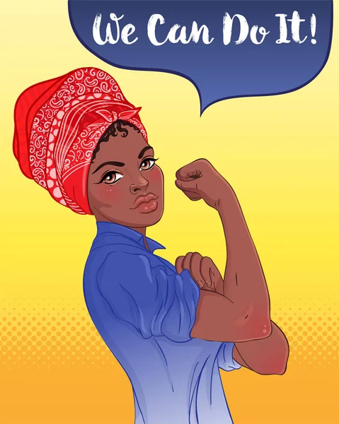 We can do it! Design inspired by classic feminist poster. Woman — Stock Vector