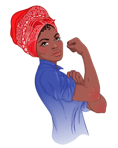 We kunnen het doen! Ontwerp geïnspireerd door klassieke feministische poster. Vrouw — Stockvector