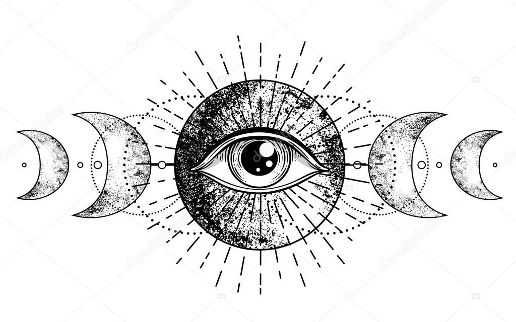 Eye of Providence. Masonic symbol. All seeing eye inside triple 