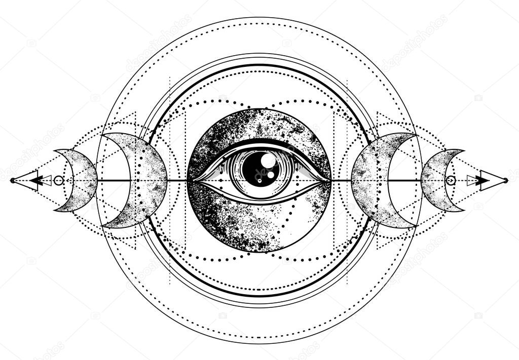 Eye of Providence. Masonic symbol. All seeing eye inside triple 