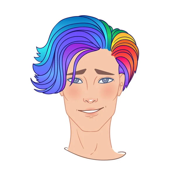 Stosck-500x500-1aLGBT pessoa com cabelo arco-íris. Não binário caucasiano pessoa. Orgulho Gay. Conceito LGBTQ. Isolado no vetor branco ilustração colorida . —  Vetores de Stock