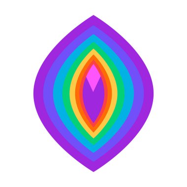 Abstract vulva symbol. Rainbow colored lgbt symbol. Gay rights concept. Vector illustration isolated on white. Flag of LGBTQ community. Banner in spectrum colors. clipart