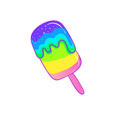 - Dondurma. Gökkuşağı renkli Igbt sembolü. Eşcinsel hakları kavramı. Vektör illüstrasyonu beyaza izole edildi. LGBTQ topluluğunun bayrağı. Spektrum renklerinde pankart.