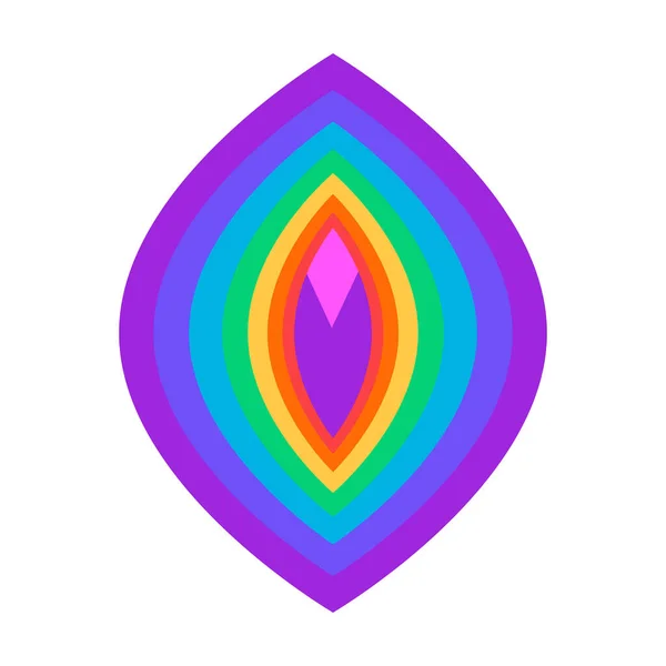 Abstrakt vulva symbol. Regnbågsfärgad lgbt symbol. Gayrättighetskoncept. Vektorillustration isolerad på vitt. Flagga för hbtq-samfundet. Banner i spektrumfärger. — Stock vektor