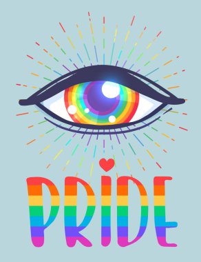 LGBT poster tasarımı. Gay Gururu. LGBTQ konsepti. İzole edilmiş renkli vektör çizimi. Tişört baskısı, tebrik kartı, afiş.