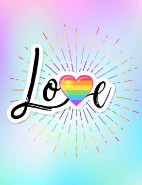 LGBT poster tasarımı. Gay Gururu. LGBTQ konsepti. İzole edilmiş renkli vektör çizimi. Tişört baskısı, tebrik kartı, afiş.