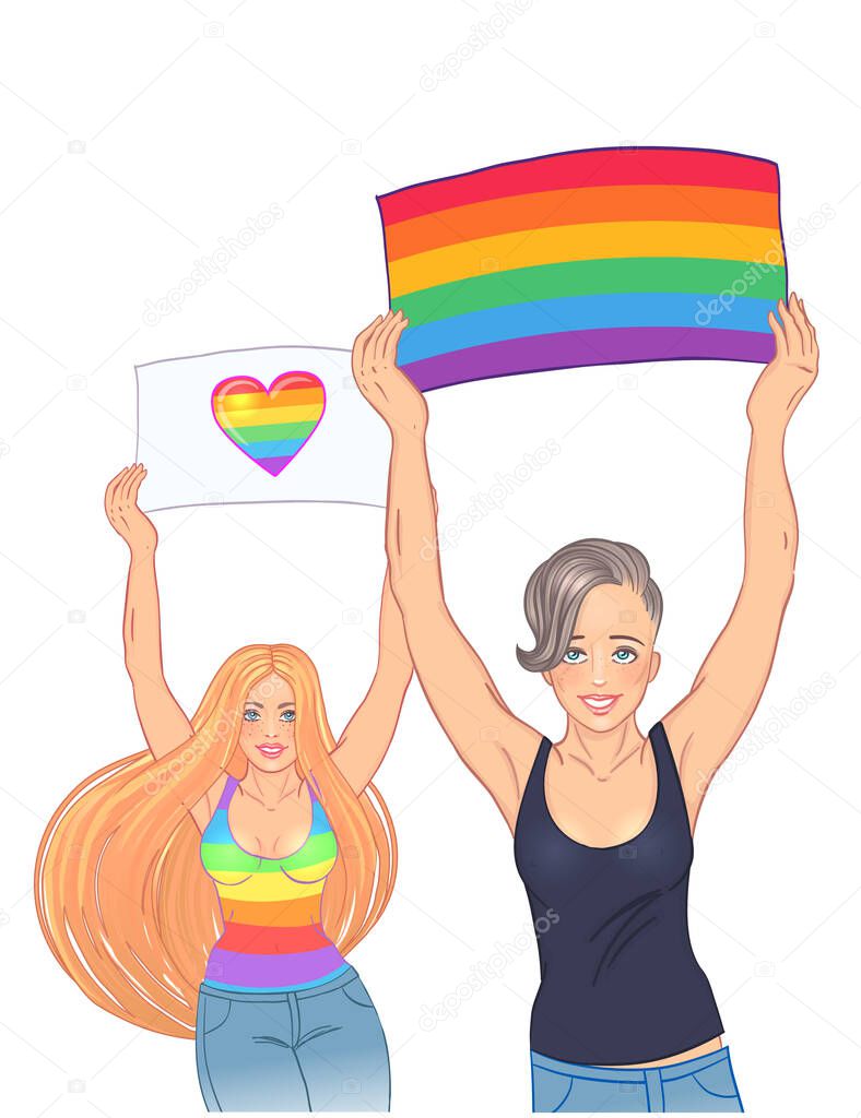 LGBT poster design. Gay Pride. LGBTQ concept. Isolated vector colorful illustration. t-shirt print, greeting card, banner.