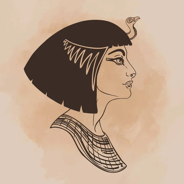 Reine égyptienne Cléopâtre isolé sur fond blanc. Reine d'Egypte, une des femmes les plus célèbres. Illustration isolée dans le vecteur. — Image vectorielle