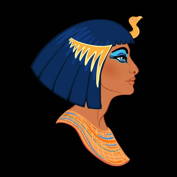 Egyptische koningin Cleopatra geïsoleerd op witte achtergrond. Koningin van Egypte, een van de beroemdste vrouwen. Illustratie geïsoleerd in vector. — Stockvector