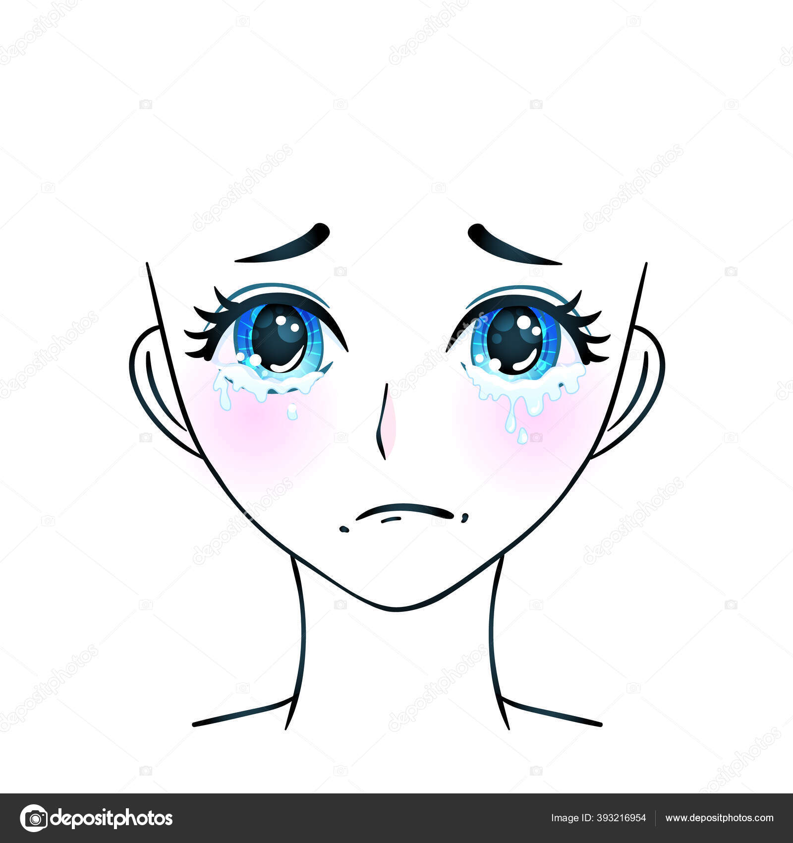 Rosto De Mangá Estilo Anime Colorido Com Olhos Brilhantes E