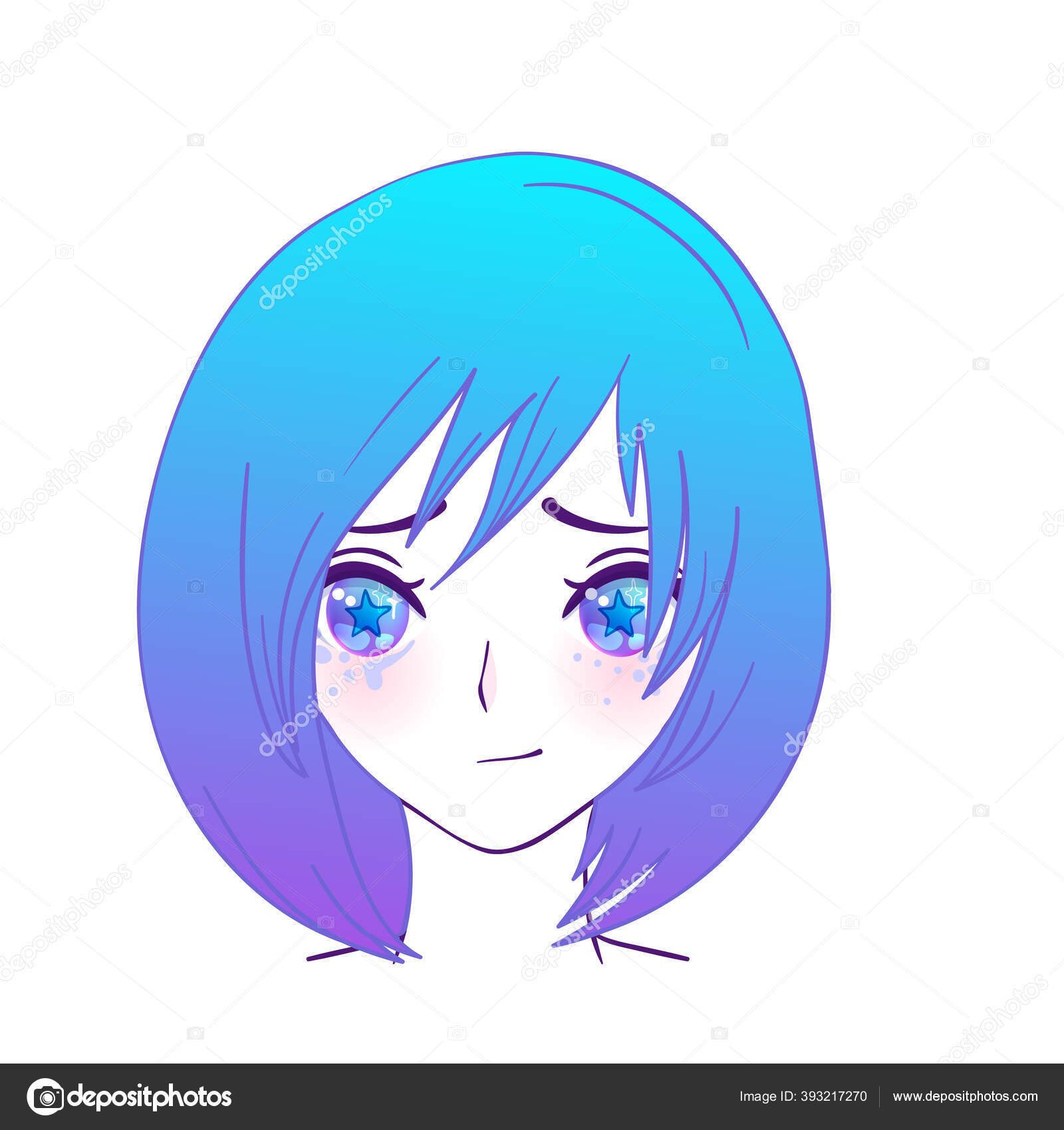 Emotions Blue Eyes Of Anime Manga Girls Stock Illustration