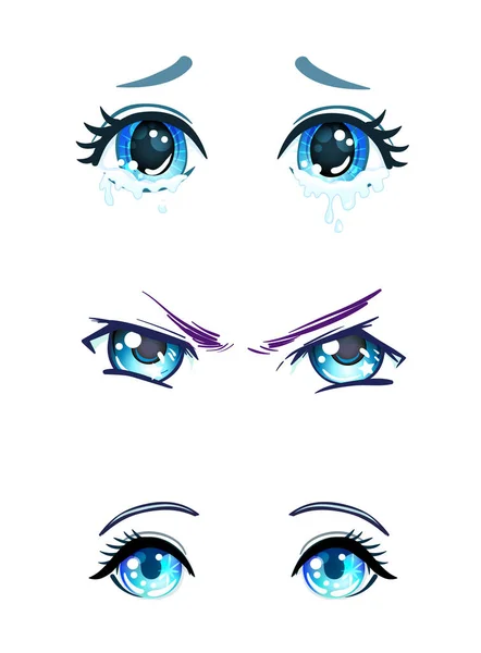 Olhos Azuis Das Emo??es De Meninas Do Manga Do Anime Ilustração do Vetor -  Ilustração de cara, desenho: 147546692