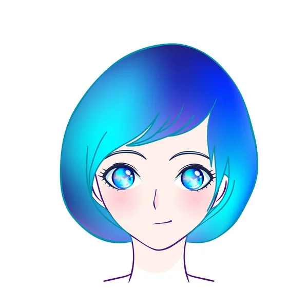 Cara de Manga. Olhos coloridos em estilo anime com reflexos de luz brilhantes. Ilustração vetorial brilhante isolada. Emoções, expressão de tristeza. Desenhos animados japoneses kawaii . — Vetor de Stock