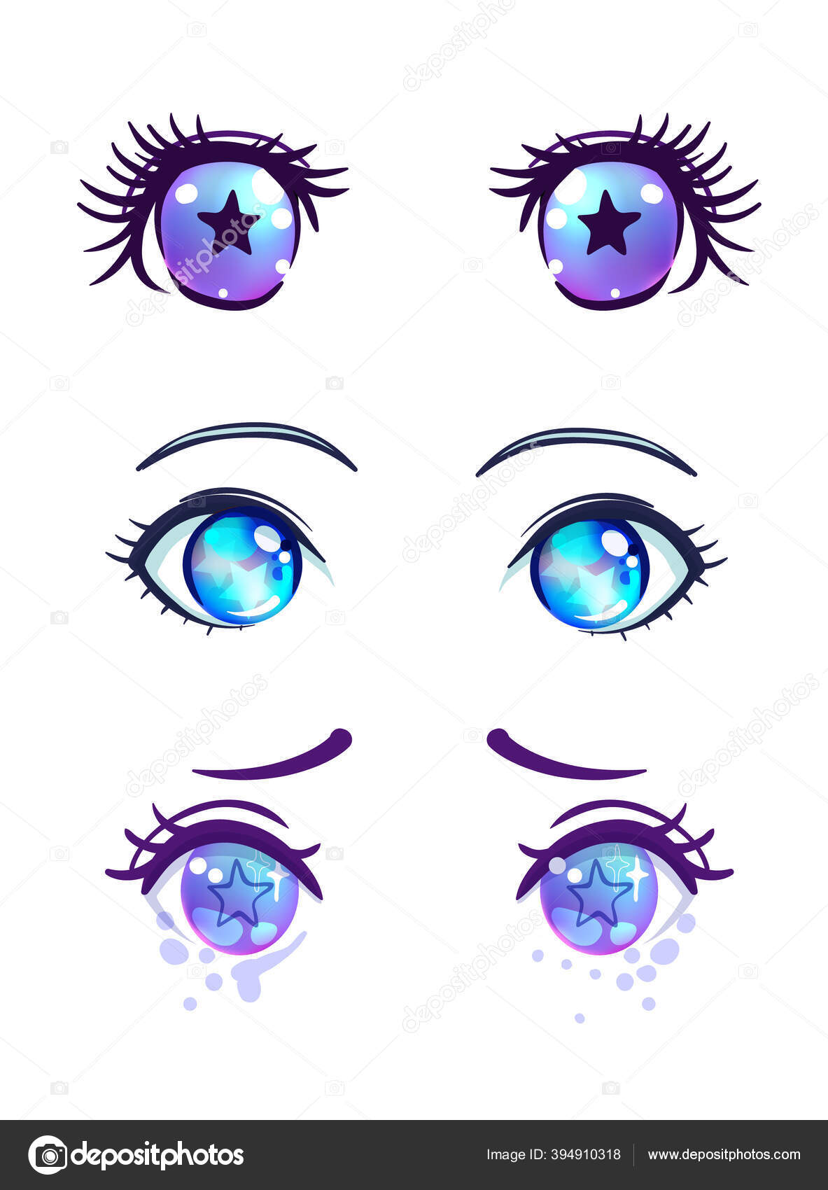 Anime-style eyes Cute beautiful girl Anime - Stock Illustration  [71411393] - PIXTA