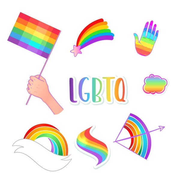 Icono de color arco iris. Orgullo Gay. Concepto LGBT. Estilo realista vector colorido ilustración aislada. Pegatina, parche, diseño de la camiseta.. — Archivo Imágenes Vectoriales