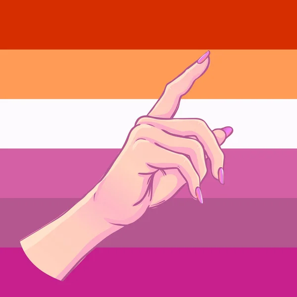 Lesbisk samhällsaffischdesign. Randig knytnäve. Gay Pride. HBTQ-konceptet. Isolerad vektor färgglada illustration. — Stock vektor