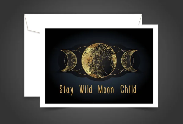 Stay wild moon child inspirational card. — Stockový vektor