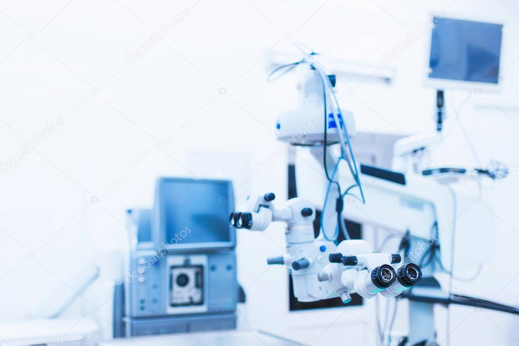 equipment for laser vision correction operating. ophthalmology operation room