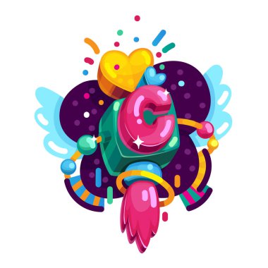 Çizgi film kabarcık mektup C. vektör eğlence ilk illüstrasyon 