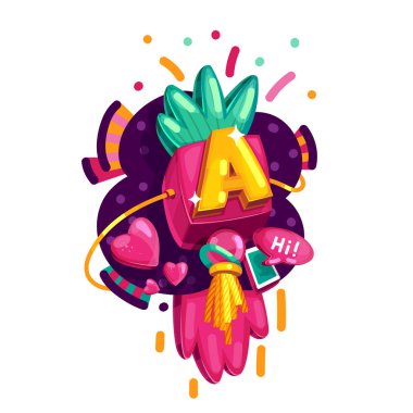 üstünde belgili tanımlık bulut A harfi illüstrasyon vektör