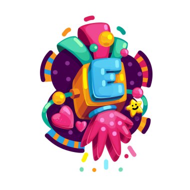 Alfabe harfi E. vektör amblemi illüstrasyon ilk adı. 