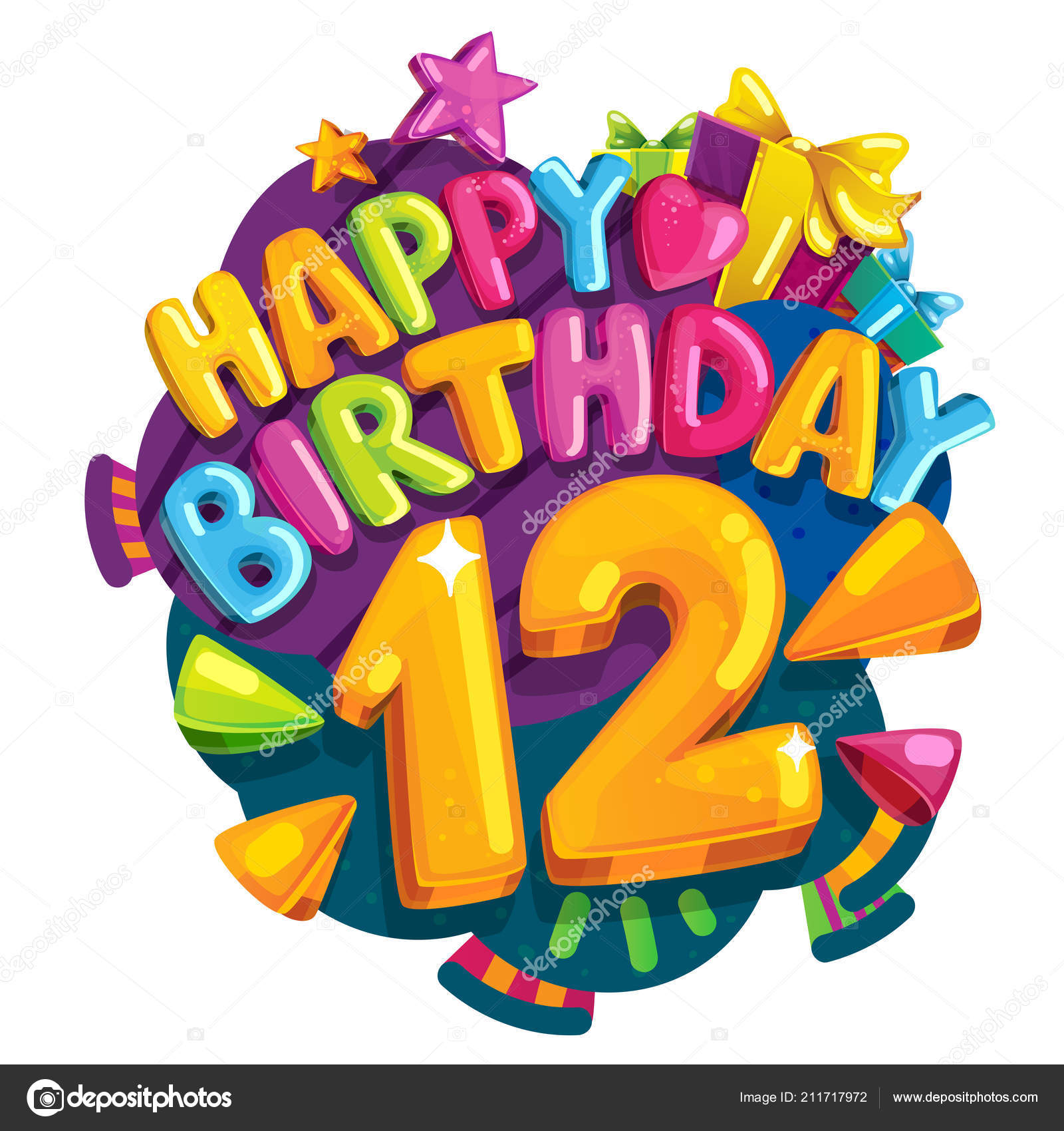 Happy Birthday Years Vector Color Illustration Party Stock Vector Image ...