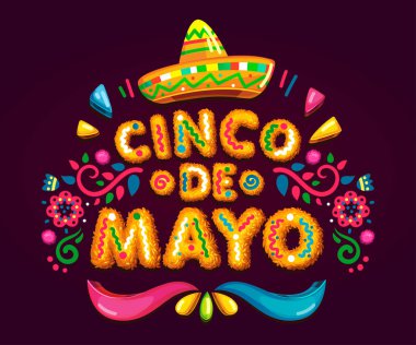 Cinco de Mayo vektör çizim renk amblemi