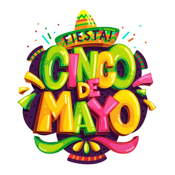 Fiesta Cinco Mayo Vector Logo Color Sobre Fondo Blanco — Vector de stock