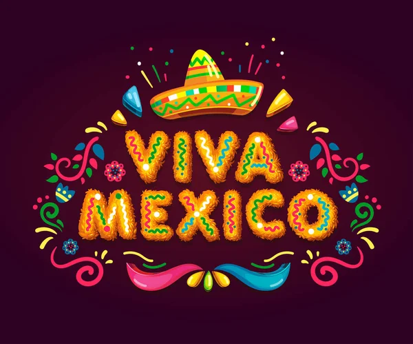 Viva México Una Fiesta Tradicional Mexicana Emblema Color Vector Ilustración — Vector de stock