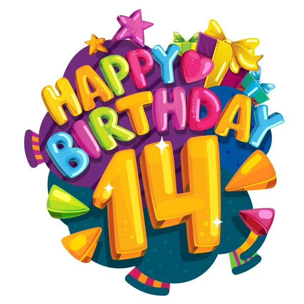 Mutlu yıllar 14 yıl. Vektör renk Gösterim amacıyla bir parti