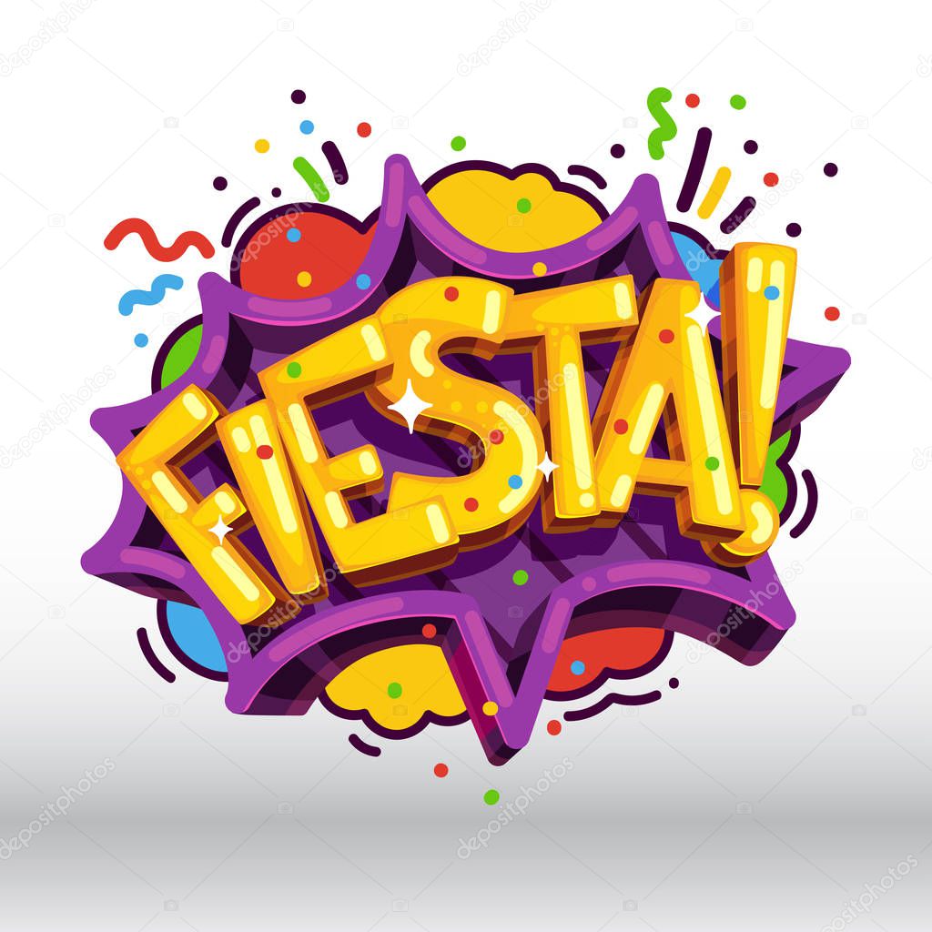 Fiesta inscription holiday party vector illustration