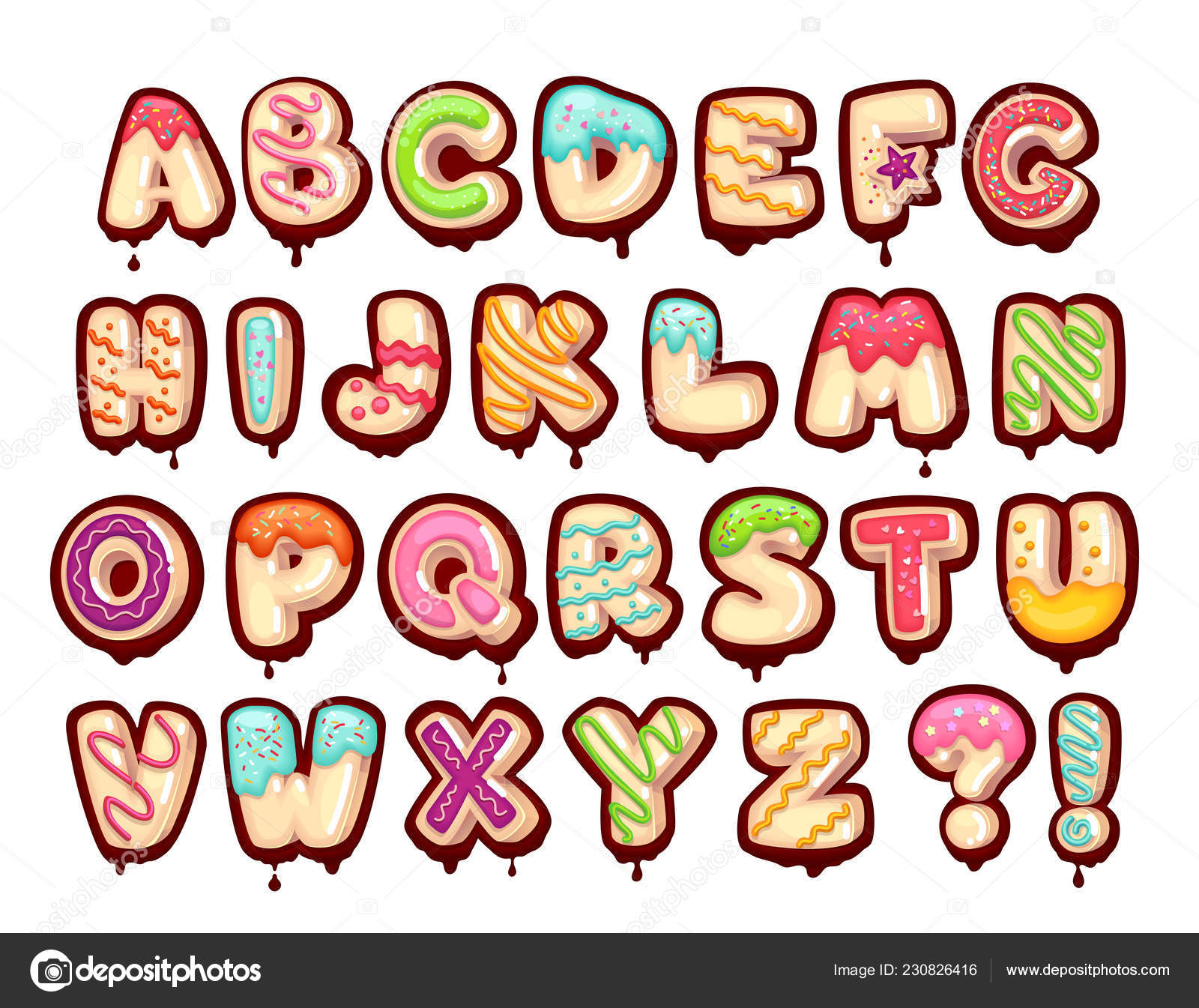 Sweet Alphabet Cartoon Kids Letters Donut Font Stock Vector Image by  ©love_is_love #230826416