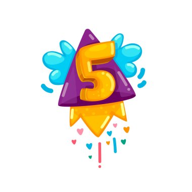 Çizgi film çocuklar roket uçmak beş numara renk illüstrasyon 