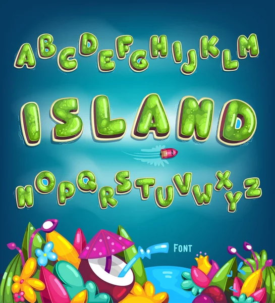 Γραμματοσειρά Σύνολο Διακοσμητικά Μορφή Των Νησιών Εικονογράφηση Διάνυσμα Γράμματα Καλοκαίρι — Διανυσματικό Αρχείο